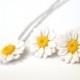 White Daisies Set - Daisies Jewelry Set - Gifts - White Daisies Bridesmaid, Necklace, Bridesmaid Jewelry Set