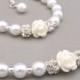 Childrens pearl necklace and bracelet set, flower girl set, flower girl gift set, flower girl jewelry set