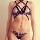 YAEL Lace Applique Silk Bra / Handmade Luxury lingerie / Triangle bra / Wirefree soft cup / Cage bra / Designer lingerie