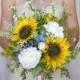 Yellow Sunflower & Blue Hydrangea Bridal Bouquet for your Summer Wedding, Examply Only