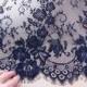 Black/Ivory Corded Lace Fabric, Eyelash Lace Fabric, Floral Lace Fabric, 55 inches Wide for Bridal Dress, Skirt, Shorts, Craft Making