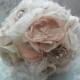 Bridal Bouquet, Wedding Brooch Bouquet, Vintage Wedding, Fabric Wedding Flowers, Champagne/Blush/Ivory Bouquet, Shabby Chic/Rustic Bouquet