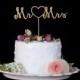 Mr. Heart Mrs. Gold Wedding Cake Topper