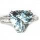 Natural untreated blue topaz trillion white gold and diamond engagement ring - Ready to ship size 7 or Resize