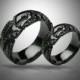 BLACK GIGER - Biomechanical Wedding Bands, gothic silver ring, Anatomical ring / Steampunk / Biomechanics / Giger / Men ring/ Men gift