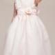 Peach Floral Ribbon Bodice & Tulle Skirt Dress w/Flower & Sash Style: D965 - Charming Wedding Party Dresses