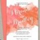DIY Coral Watercolor Engagement Party Invitation, Printable Peach Ombre Watercolour Engagement Shower Invitations, Summer Wedding Invites