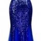 Sweetheart Royal Blue  sequins Lace up Long Evening Dress, Prom Dress Long Royal Blue Party Dress Bridesmaid Dress with Bling sequins