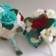 Wedding bouquet, custom bride bouquet, multi colors, bridesmaid bouquet set, customizable, turquoise, wedding flowers