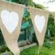 12pcs Party Linen Heart Pennant Flag Banner Wedding Church Decor