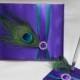 Wedding Accessories Sweet Sixteen Peacock Feather Purple Teal Guest Book Pen Set Your Colors