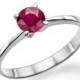 Ruby Engagement Ring, 14K White Gold Ring, 0.20 CT Ruby Ring, Art Deco Engagement Ring, Solitaire Ring, Ruby Ring Vintage