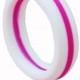 Women's Silicone Wedding Ring -White with Hot Pink Stripe