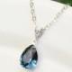 Navy Blue Necklace - Swarovski Crystal Teardrop Pendant Necklace - Sapphire Blue Bridesmaid Necklace - Wedding Jewelry - Bridal Jewelry