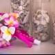 Pink Frangipani Plumeria Posy Bouquet Real-Touch Destination Wedding