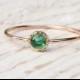 Emerald ring in 14k Rose gold, green gemstone ring, May birthstone , anniversary, engagement, gift for her