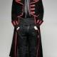 Black and Red Military Unifrom Long Coat for Men