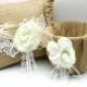 2Pcs/set Vintage Hessian Burlap Wedding Ring Pillow & Flower Basket With Flower Feather