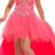 Sweetheart Lace Up Crystals Tulle High Low Fuchsia Blue Sleeveless