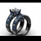 Doctor Who Inspired 3.80 Ct White Princess Cut Engagement Wedding Ring + Band Set 925 Silver Ring 10K Black Gold Finish