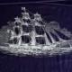 Clipper Ship Printed Scarf. Nautical Print Scarf. Boating, sailing silkscreen print. Linen weave pashmina. Choose navy blue, cream & more!