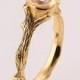 Twig Engagement Ring - 14K Gold and Diamond engagement ring, engagement ring, leaf ring, filigree, antique, art nouveau, vintage, 10