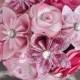 Wedding Flowers Pink Paper Flower Bridesmaid Bouquet - Roses Kusudama Origami Damask