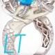 Mermaid's Treasure 3.75 Cts Swarovski Aquamarine and Diamond on Sterling Silver or White Gold Engagement Ring