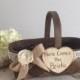 Flower girl basket with Here Comes Mommy or Here Comes the Bride, wedding sign, rustic flower girl basket