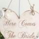Rustic Here Comes The Bride Wedding Sign by Morgann Hill Designs