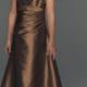 Floor Length V-neck Satin Ruched Buttons Sleeveless