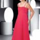 Red Ruched Sleeveless Spaghetti Straps Chiffon Floor Length
