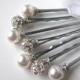 Pearl and Rhinestone Hair Pins - White and AB or Clear, Classic Elegance Set of 7