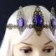 Royal Purple Glass Opal Gem Bronze Filigree Fairy Queen Crown (CR15) renaissance Larp Filigree circlet,elven wedding,medieval princess,pixie