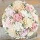 Bridal Bouquet, Baby Pink, Dusty Pink, Tan Sola Flower Bouquet, Rustic Bridal Bouquet, Keepsake Bridal Bouquet, Handmade Bouquet