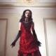 Silk Taffeta Gothic Victorian Bustle Gown ~ Vampire Ball Masquerade Halloween Black Wedding Dress ~ Steampunk 19th Century Period Costume