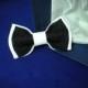 Bow tie Wedding bow tie White black embroidered bowtie Classic necktie Formal ties Le nœud papillon blanc noir Satin Silk thread Groom's tie