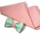 Minpi Wedding bow tie Men's bowtie Embroidered bowtie Mint pink pretied bow tie Blush ties Groomsmen neckties Gift for him Anniversary gift