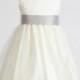 Ivory Jacquard Bodice w/ Tulle Skirt & Removable Sash Style: DSK394 - Charming Wedding Party Dresses