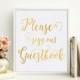 Please Sign Our Guestbook Sign, Wedding Guestbook Sign Printable, Wedding Signage, Gold Foil Guestbook Sign