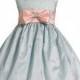 Light Blue/Pink Flower Girl Dress - Embroidered Polka-Dot Dress Style: LM559 - Charming Wedding Party Dresses