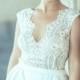 Short Wedding Dress, Romantic Lace Wedding gown, Classic Bridal Dress, Custom Dress, Rustic Gown, Simple Wedding Dress, Unique Wedding Dress
