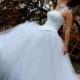 Cinderella - Princess Wedding Dress, Bridal Dress, White Satin, Crystal Tulle, Beaded Lace, Rhinestones, Pearls, Sweetheart Neckline