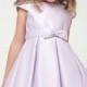 Lilac Satin Cap Sleeve Dress w/Bow Style: D4080 - Charming Wedding Party Dresses