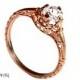 Vintage Morganite Engagement ring, 14k rose gold morganite lace ring, light Peach Pink Morganite , alternative engagement ring, promise ring
