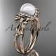 14k rose gold diamond   pearl wedding ring,engagement ring AP155