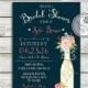 Rustic Wine Bottle Bridal Shower Invitation - Navy - Couples Wedding Shower - Vineyard/Winery Shower -Wood Invite Roses - Printable - LR1055