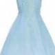 Blue Organza A-Line Dress w/ Shawl Style: D180 - Charming Wedding Party Dresses
