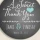 personalized wedding label. Color of Choice. Size 2" Round. A sweet thank you. Lyndsay  collection Rustic CHALKBOARD. Custom favor sticker
