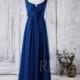2016 Royal Blue Bridesmaid Dress, Scoop Neck Chiffon Wedding Dress, A Line Prom Dress, Women Formal Dress, Low Back Evening Gown (J018)
